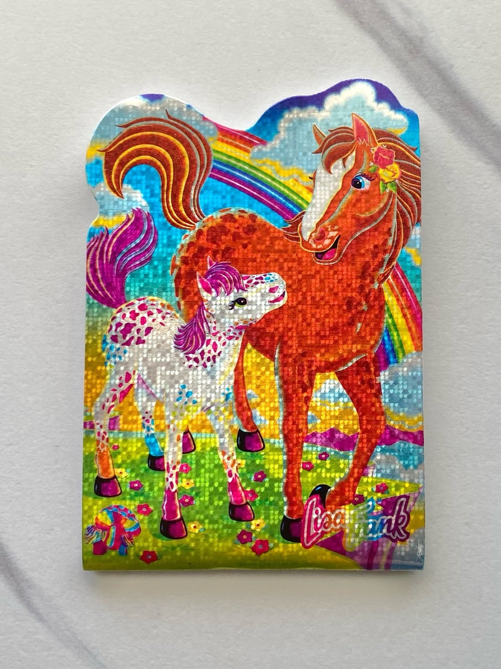 VTG Lisa Frank Rainbow Chaser mini glitter notepad